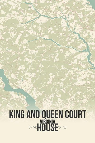 Vintage map of King And Queen Court House (Virginia), USA. by Prints of Place