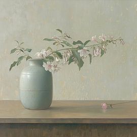 Blossom vase | Soft Blooms on Wooden Peace by Art Whims