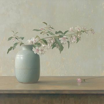 Bloesemvaas | Soft Blooms on Wooden Peace van Kunst Kriebels