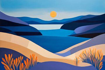 Colourful coastal landscape in the light Sunbeams over sa by Poster Art Shop