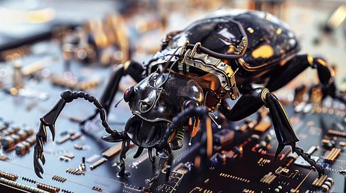 Steampunk kever op printplaat