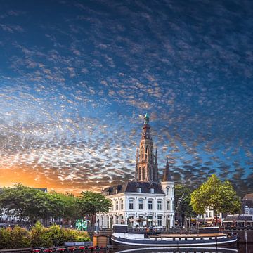 Colourful sunrise Spinola and Grote Kerk Breda by Joris Bax