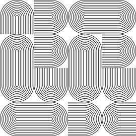 Retro 1920s vintage geometric shapes pattern in Bauhaus style no. 1 by Dina Dankers