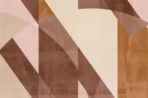Bauhaus abstracte vormen in bruin, roest, beige, verbrand oranje I