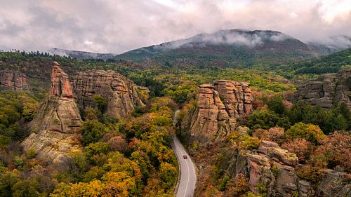 Les rochers de Belogradchik en Bulgarie vus du ciel