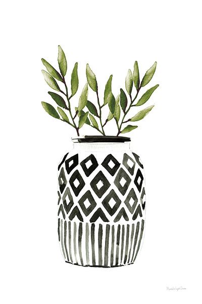 Geometric Vases II Green, Mercedes Lopez Charro by Wild Apple
