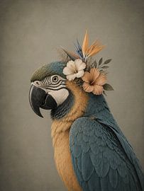 Macaw with a floral crown by Salt Theory