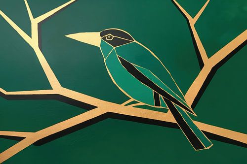 Grafische vogel op takken