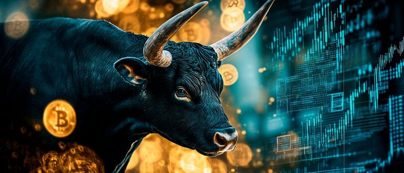 Bulle mit Kryptowährung – Digitales Finanzsymbol von Poster Art Shop