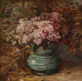 Olga Wisinger-Florian – Blumenstrauß mit Chrysanthemen und Ringelblumen in einer Vase von Atelier Liesjes