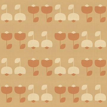 Mid century vintage patroon in beige en bruin II van Dina Dankers