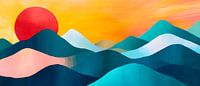 Bergen bij zonsondergang van Poster Art Shop thumbnail