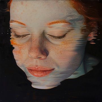 Hyperrealisme Vrouw Portret Water Emotie Reflectie van gm_designs