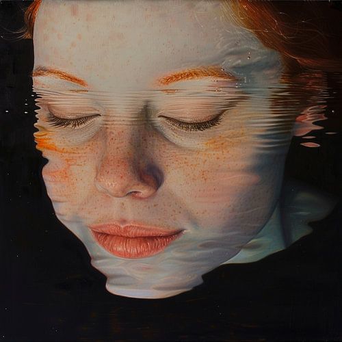 Hyperrealisme Vrouw Portret Water Emotie Reflectie