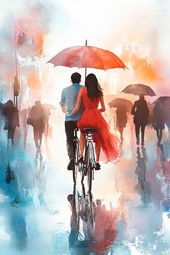 Liefdesreisje in de regenmagie van Poster Art Shop