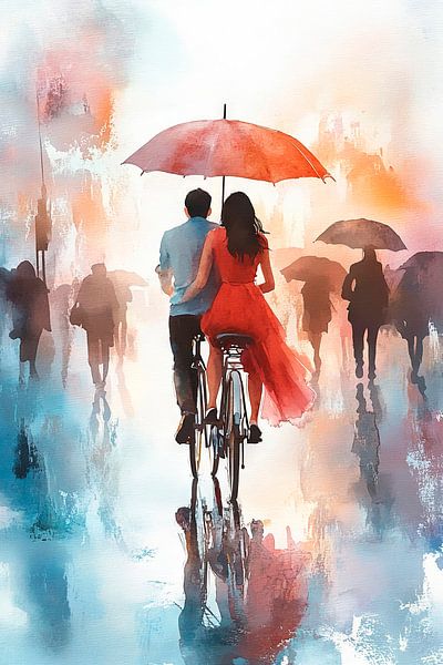 Liebesfahrt im Regenzauber von Poster Art Shop