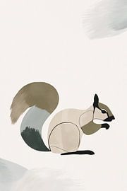 Minimalist abstract squirrel art by Art & Soul Creations