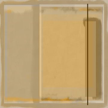 Minimalistische moderne abstracte geometrische kunst in pasteltinten. Vormen in geel, beige, mosterd van Dina Dankers