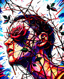 Rose and Thorns – Bold Pop Art Portrait