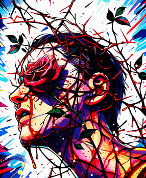 Rose and Thorns – Bold Pop Art Portrait