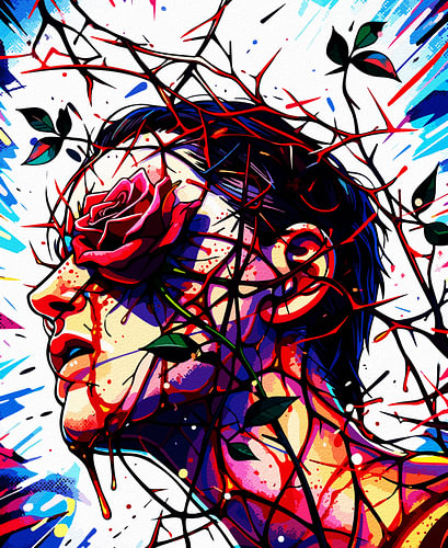 Rose and Thorns – Bold Pop Art Portrait