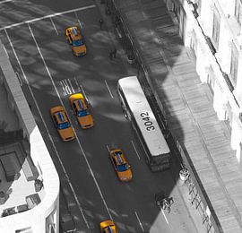 Yellow taxi -Skyline New York City by Marcel Kerdijk
