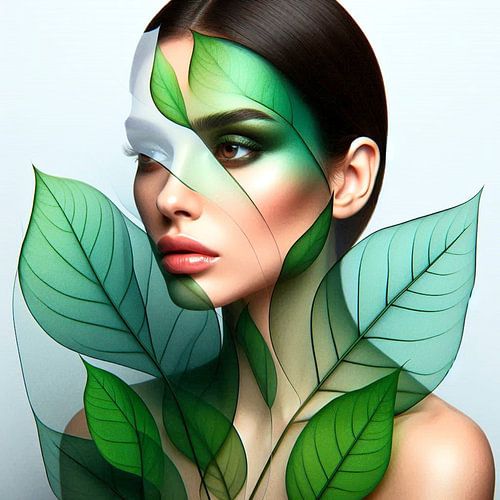 Romantic portrait with transparent leaves. ( 5 )