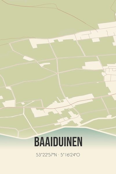 Vintage map of Baaiduinen (Fryslan) by Prints of Place