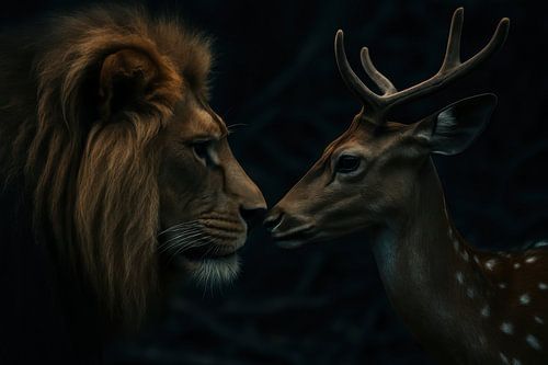 Stil oogcontact in het bos