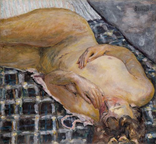 Nu couché sur un plaid blanc et bleu, Pierre Bonnard, vers 1909