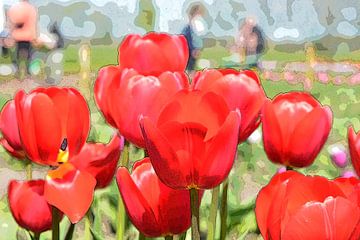 Tulpen pluk tuin Drenthe bewerking van Henriette Tischler van Sleen