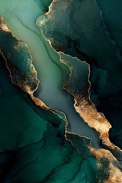 Abstrait en émeraude et or Organic Flow of Luxury