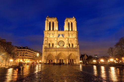 Notre-Dame regenachtige avond