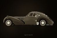 Bugatti 57-SC Atlantic uit 1938 B&W versie van Jan Keteleer thumbnail