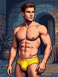 Muscular Man in Swim Trunks by Markus Gann