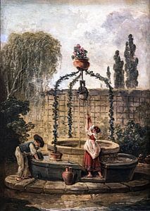 Hubert Robert, Schriftzeichen um einen Brunnen