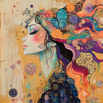 Femme fleurs sur Caprices d'Art