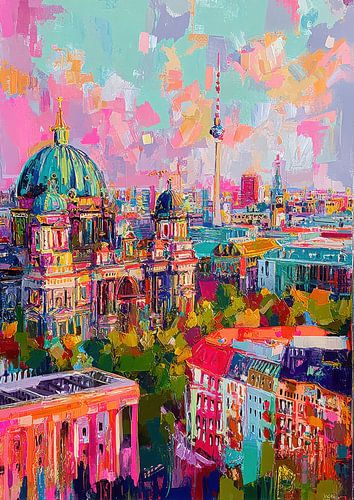 Berlijn skyline acrylverf