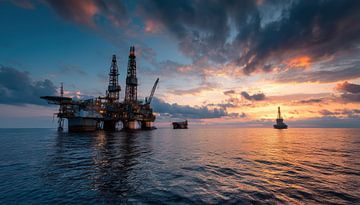 Oil rig drilling island panorama by TheXclusive Art