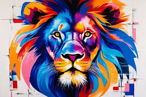 Kleurrijke abstracte leeuwenkop