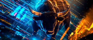Stier met financiële grafiek - Digitaal Illustratief van Poster Art Shop