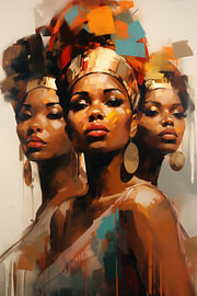 African women wearing gold headbands by Steinfox Art