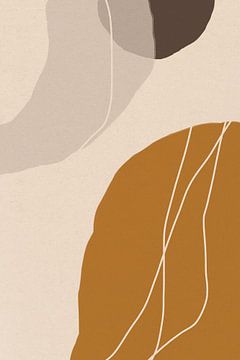 Moderne abstracte minimalistische retrovormen in okergeel, beige, bruin en wit III van Dina Dankers