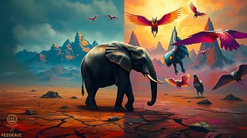 Olifant op buitenaardse planeet van Linda de Klein