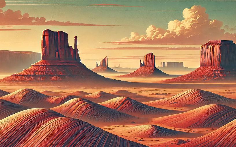 Vintage USA, Monument Valley Poster by Chromatic Fusion Studio