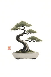 Elegant Bonsai Zen Wall Art by irgian firmansyah
