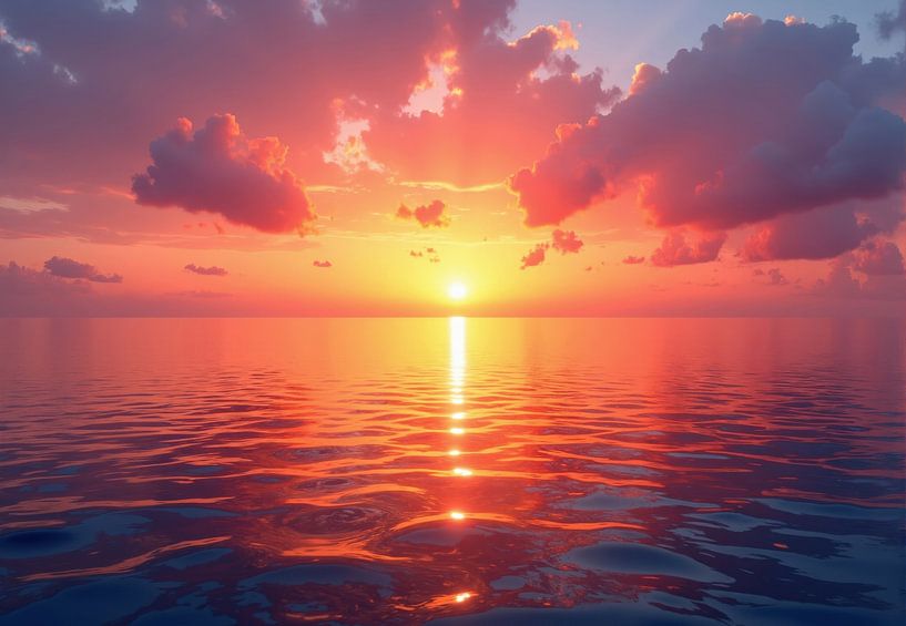 Ocean Sunset with Pink and Orange Clouds by Markus Gann
