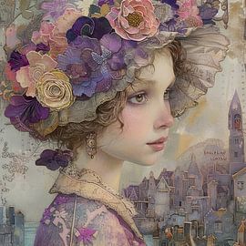 Frauenmalerei | Jugendträume inmitten der alten Stadt von Kunst Laune