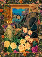 Collage de portraits floraux surréalistes