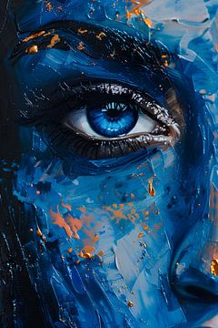 Malerei Frauengesicht | Modern | Blaue Malerei von AiArtLand